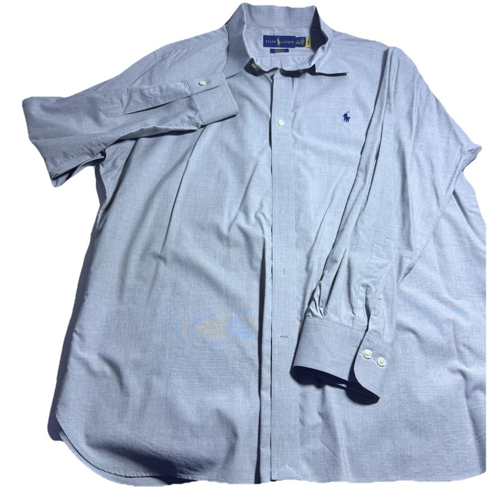 Ralph Lauren Classic Fit Purepress Shirt Mens 17 34/35 Blue Button Down Cotton